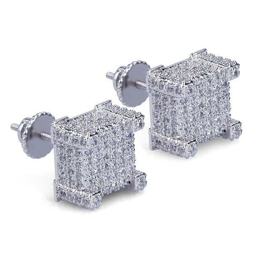 Mens Shiny Stud Earrings (Gold Silver Real Zircon Diamond)
